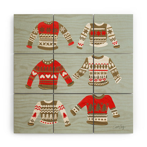 Cat Coquillette Christmas Sweaters Vintage Gold Wood Wall Mural