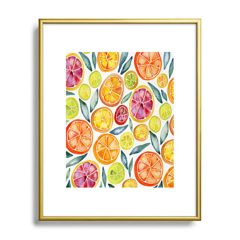 Cat Coquillette Citrus Slices Pattern Metal Framed Art Print
