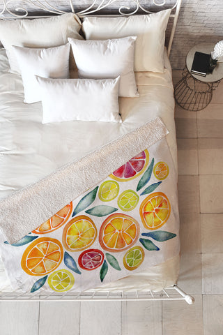 Cat Coquillette Citrus Slices Fleece Throw Blanket
