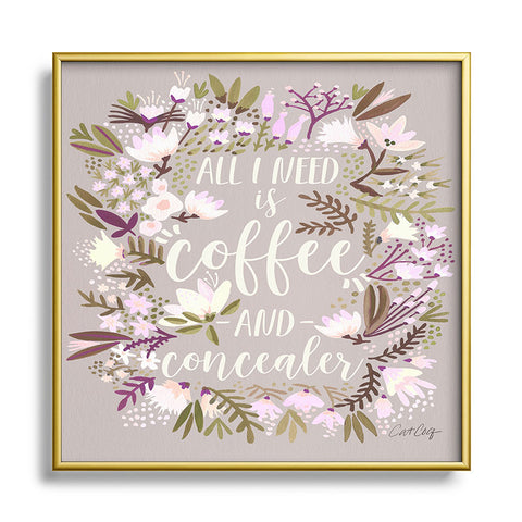 Cat Coquillette Coffee Plus Concealer Metal Square Framed Art Print