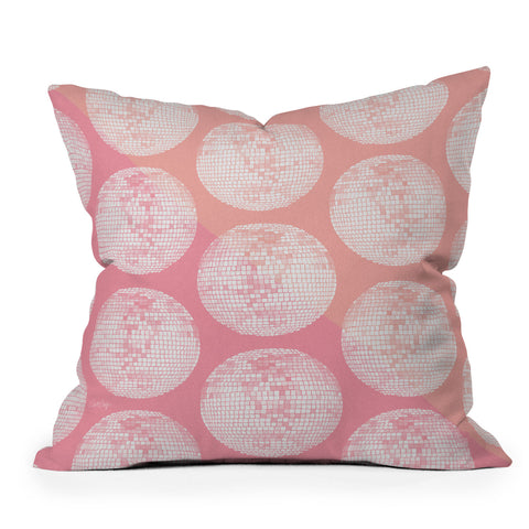 Cat Coquillette Disco Ball Blush Throw Pillow