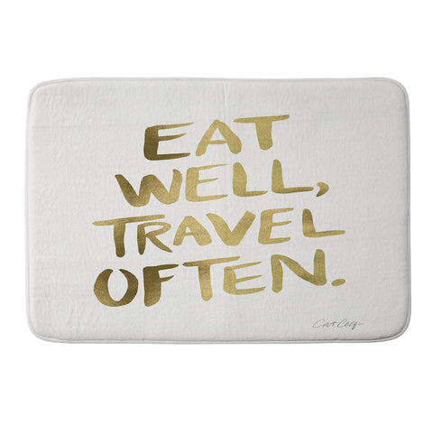 Cat Coquillette Eat Well Travel Often Gold Memory Foam Bath Mat