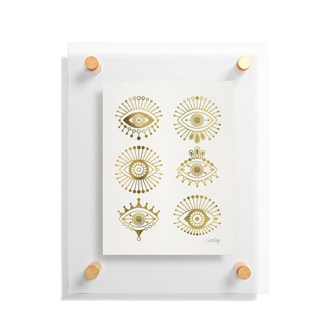 Cat Coquillette Evil Eyes Gold Floating Acrylic Print
