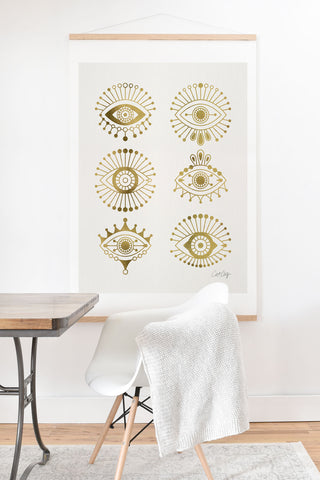 Cat Coquillette Evil Eyes Gold Art Print And Hanger