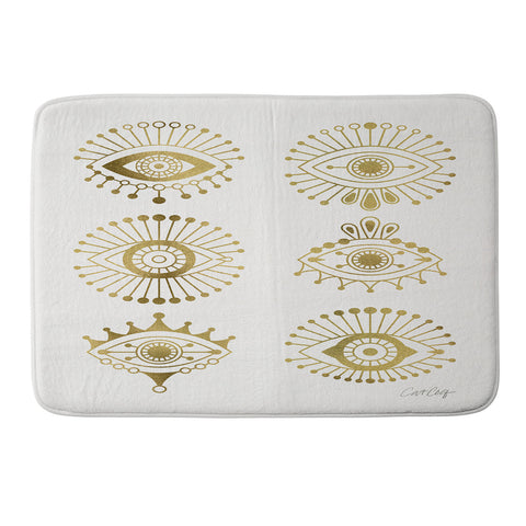 Cat Coquillette Evil Eyes Gold Memory Foam Bath Mat