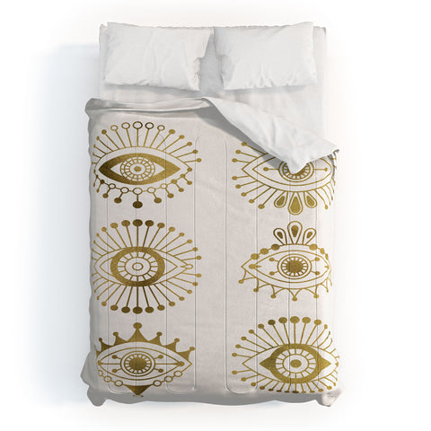 Cat Coquillette Evil Eyes Gold Comforter