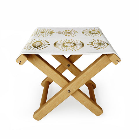 Cat Coquillette Evil Eyes Gold Folding Stool