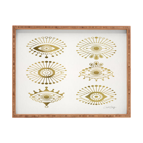 Cat Coquillette Evil Eyes Gold Rectangular Tray