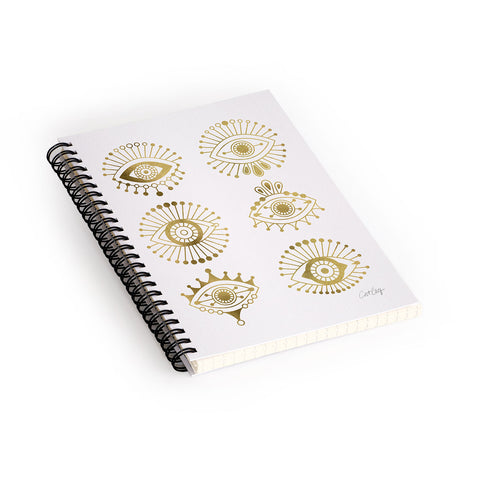 Cat Coquillette Evil Eyes Gold Spiral Notebook