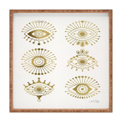 Cat Coquillette Evil Eyes Gold Square Tray
