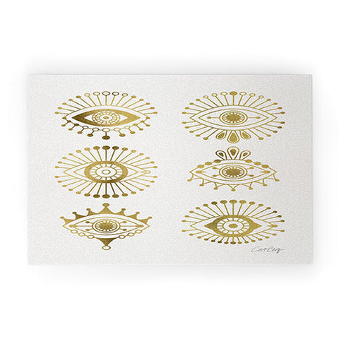 Cat Coquillette Evil Eyes Gold Welcome Mat