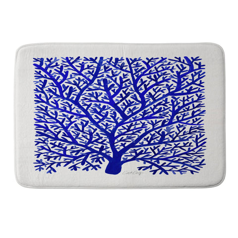 Cat Coquillette Fan Coral Navy Memory Foam Bath Mat