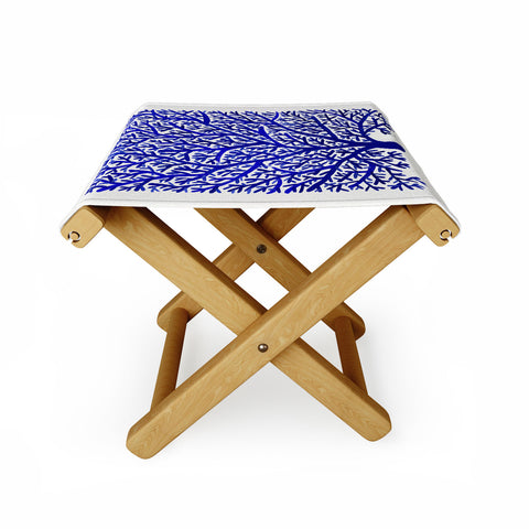 Cat Coquillette Fan Coral Navy Folding Stool