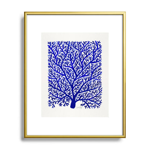 Cat Coquillette Fan Coral Navy Metal Framed Art Print