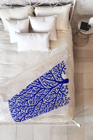 Cat Coquillette Fan Coral Navy Fleece Throw Blanket