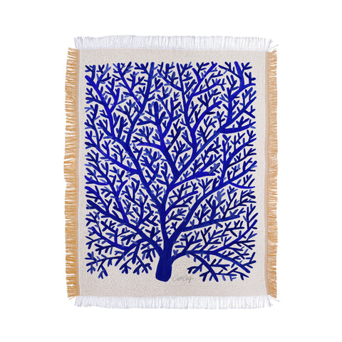 Cat Coquillette Fan Coral Navy Throw Blanket