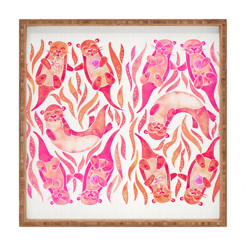 Cat Coquillette Five Otters Pink Ombre Square Tray