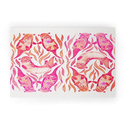 Cat Coquillette Five Otters Pink Ombre Welcome Mat