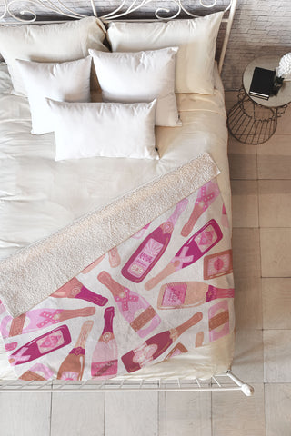 Cat Coquillette French Champagne Collection Pink Fleece Throw Blanket