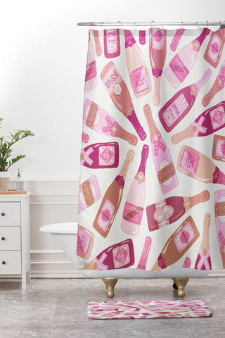 Cat Coquillette French Champagne Collection Pink Shower Curtain And Mat