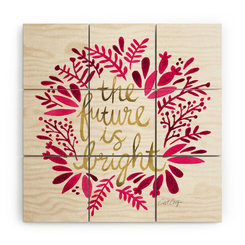 Cat Coquillette Future is Bright Pink Gold Wood Wall Mural