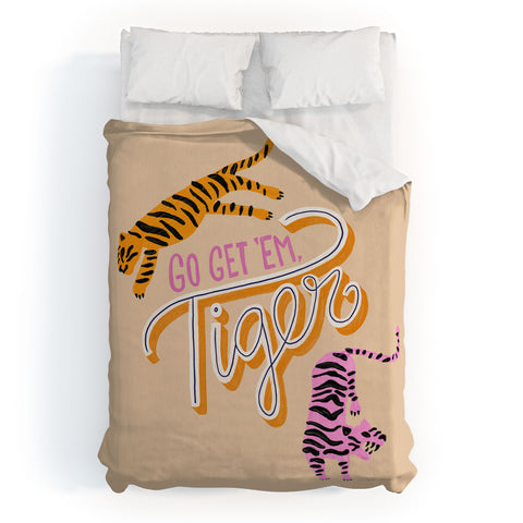 Cat Coquillette Go Get Em Tiger Melon Duvet Cover