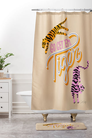 Cat Coquillette Go Get Em Tiger Melon Shower Curtain And Mat