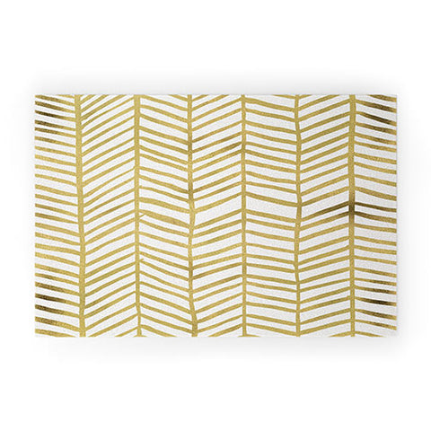 Cat Coquillette Gold Herringbone Welcome Mat