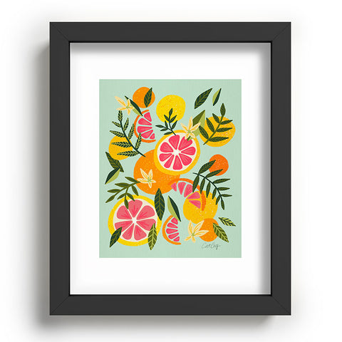 Cat Coquillette Grapefruit Blooms Mint Palette Recessed Framing Rectangle