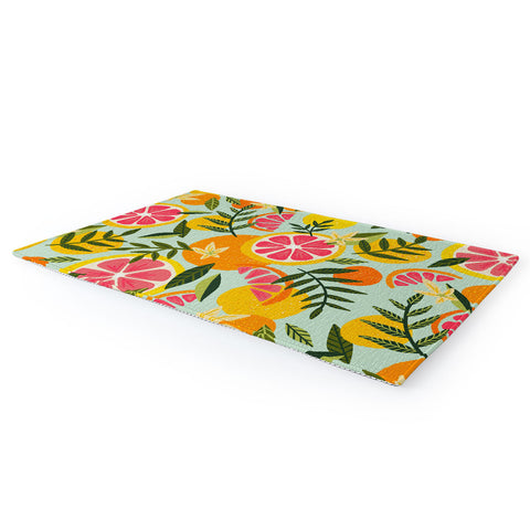 Cat Coquillette Grapefruit Blooms Mint Palette Area Rug