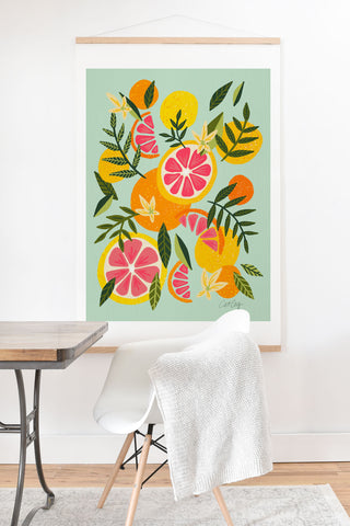 Cat Coquillette Grapefruit Blooms Mint Palette Art Print And Hanger