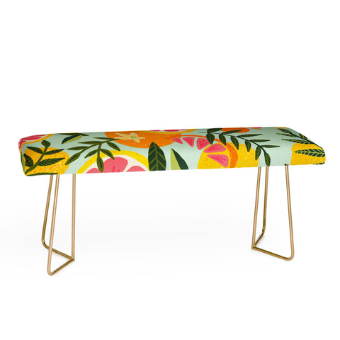 Cat Coquillette Grapefruit Blooms Mint Palette Bench