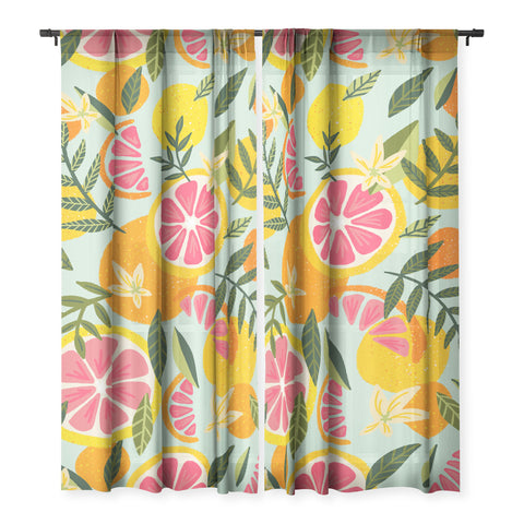 Cat Coquillette Grapefruit Blooms Mint Palette Sheer Non Repeat