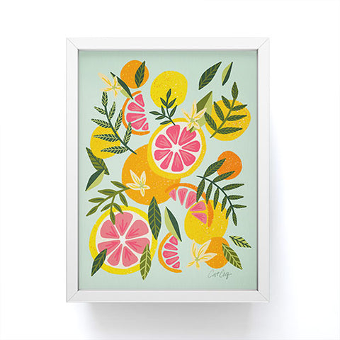 Cat Coquillette Grapefruit Blooms Mint Palette Framed Mini Art Print