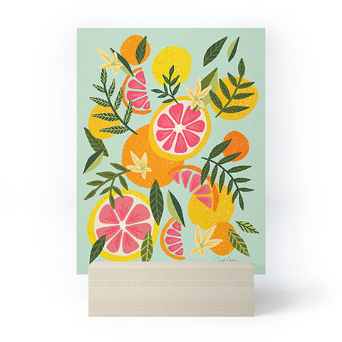 Cat Coquillette Grapefruit Blooms Mint Palette Mini Art Print