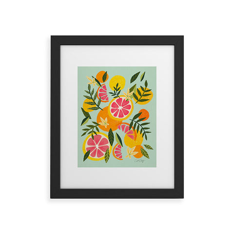Cat Coquillette Grapefruit Blooms Mint Palette Framed Art Print