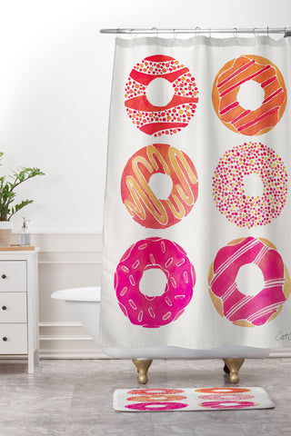 Cat Coquillette Half Dozen Pink Donuts Shower Curtain And Mat