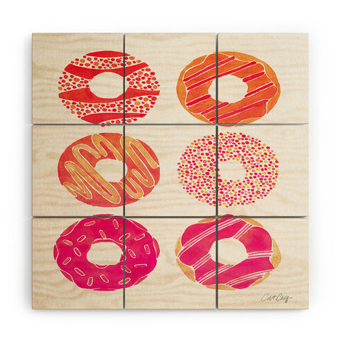 Cat Coquillette Half Dozen Pink Donuts Wood Wall Mural