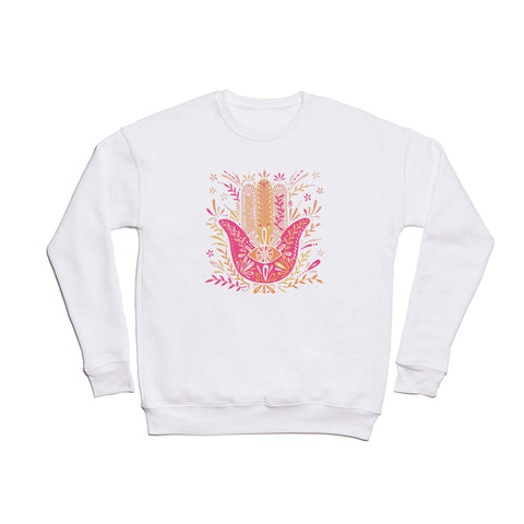 Cat Coquillette Hamsa Hand Pink Peach Crewneck Sweatshirt