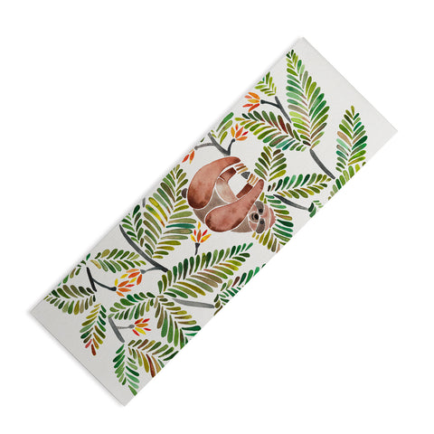 Cat Coquillette Happy Sloth Tropical Green Rainforest Yoga Mat