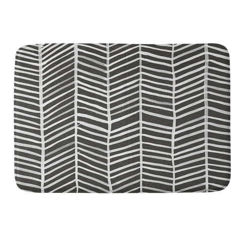 Cat Coquillette Herringbone Black White Memory Foam Bath Mat