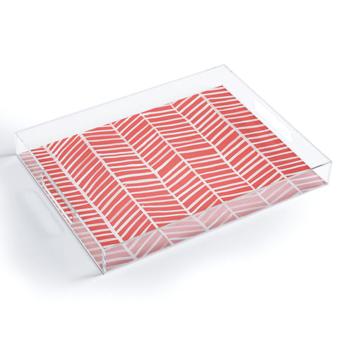 Cat Coquillette Herringbone Coral Acrylic Tray