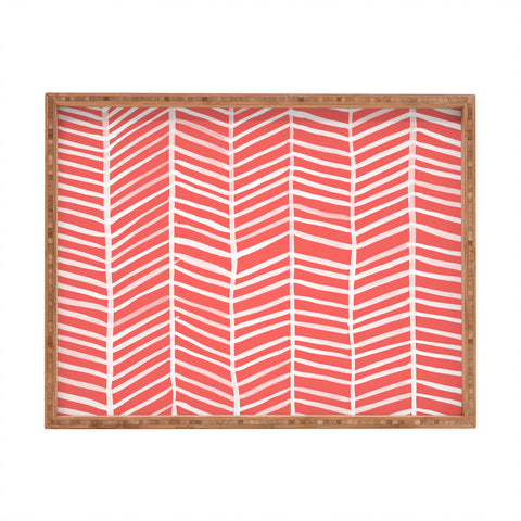 Cat Coquillette Herringbone Coral Rectangular Tray