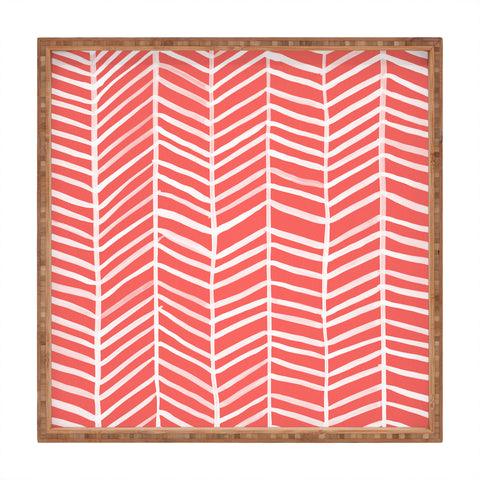 Cat Coquillette Herringbone Coral Square Tray
