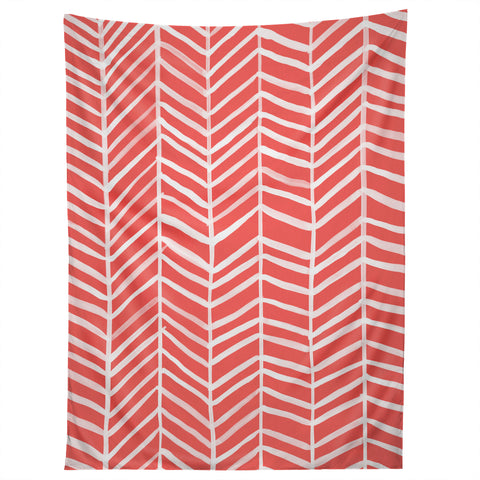 Cat Coquillette Herringbone Coral Tapestry
