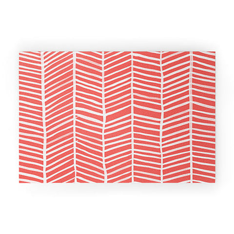 Cat Coquillette Herringbone Coral Welcome Mat