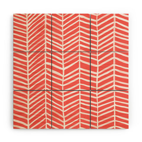Cat Coquillette Herringbone Coral Wood Wall Mural