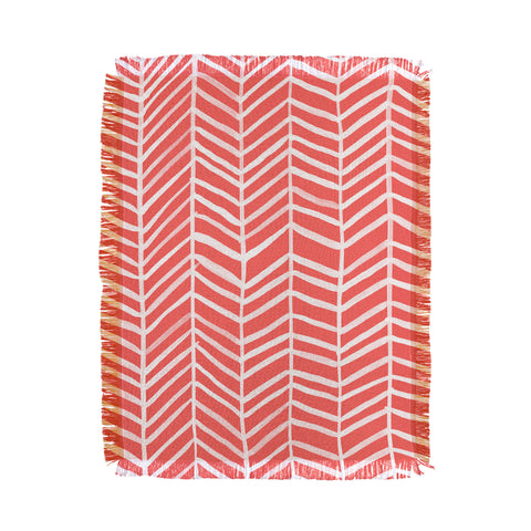 Cat Coquillette Herringbone Coral Throw Blanket