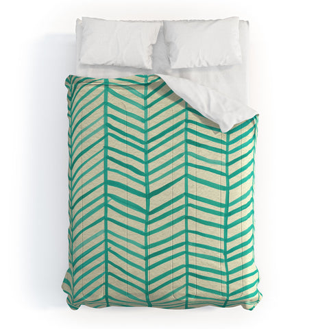 Cat Coquillette Herringbone Turquoise Comforter