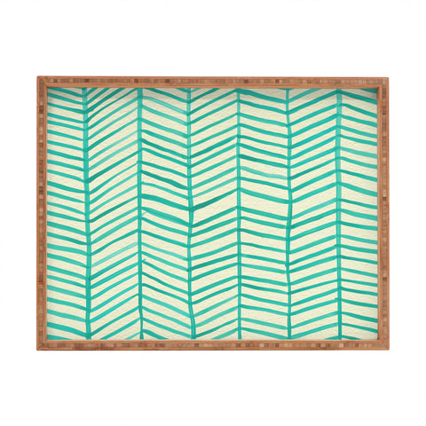 Cat Coquillette Herringbone Turquoise Rectangular Tray